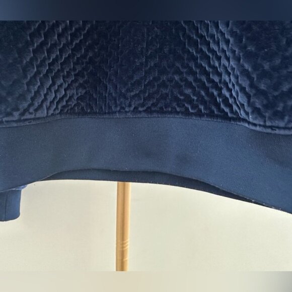 Club Monaco Quilted Velour Quarter-Zip Pullover – Navy – Size Small - Picture 5 of 8